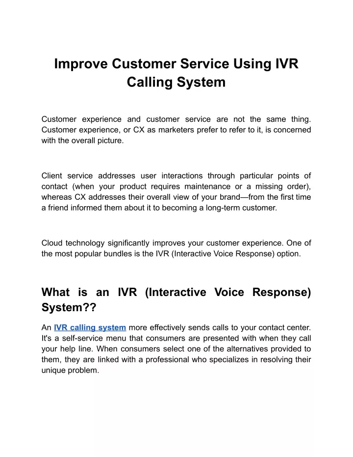 improve customer service using ivr calling system