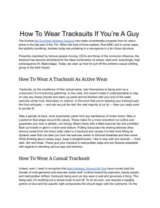 How To Wear Tracksuits If Youre A Guy
