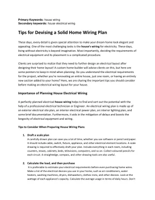 primary keywords house wiring secondary keywords
