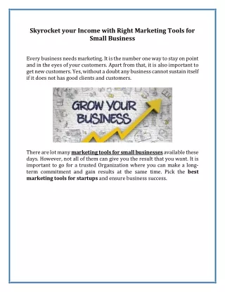 Skyrocket your Income with Right Marketing Tools for Small Business