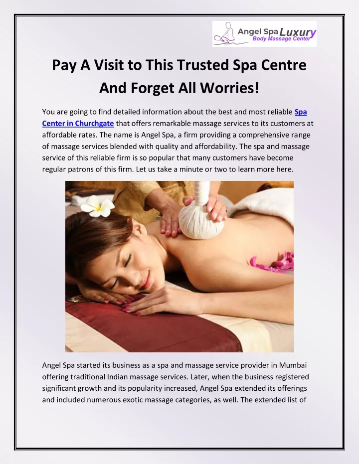 pay a visit to this trusted spa centre and forget