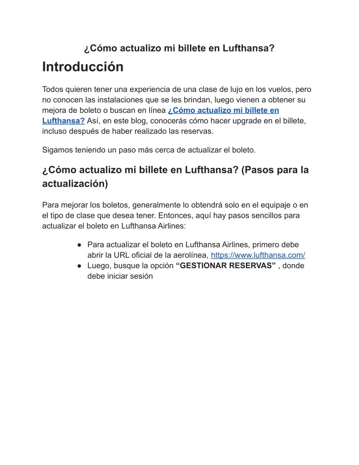 c mo actualizo mi billete en lufthansa introducci