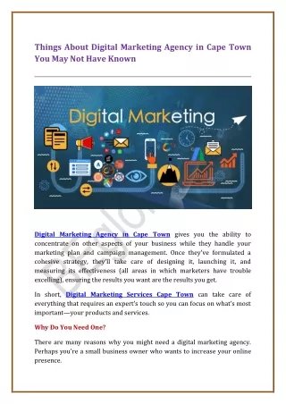 Things About Digital Marketing Agency in Cape Town You May Not Have Known
