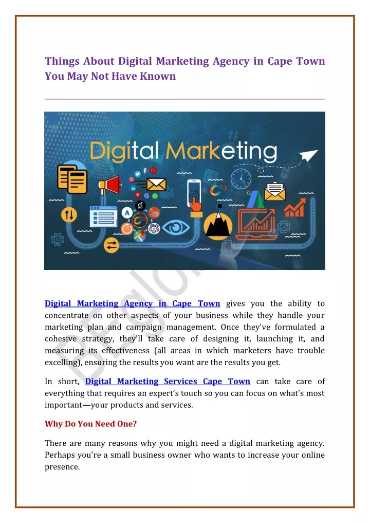 things about digital marketing agency in cape