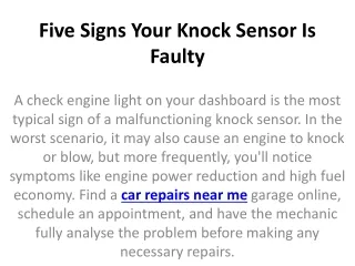 five signs your knock sensor is faulty