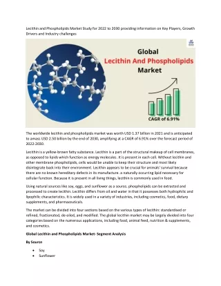 lecithin and phospholipids market study for 2022