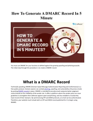 Create DMARC Record with GoDMARC