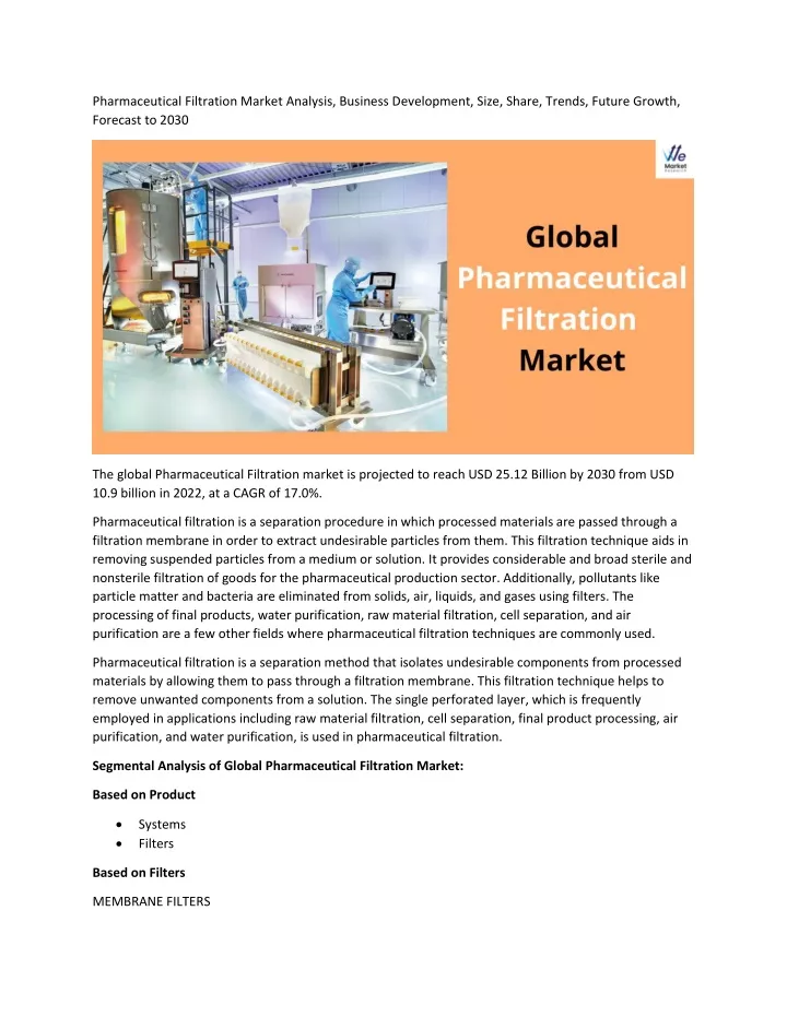 pharmaceutical filtration market analysis