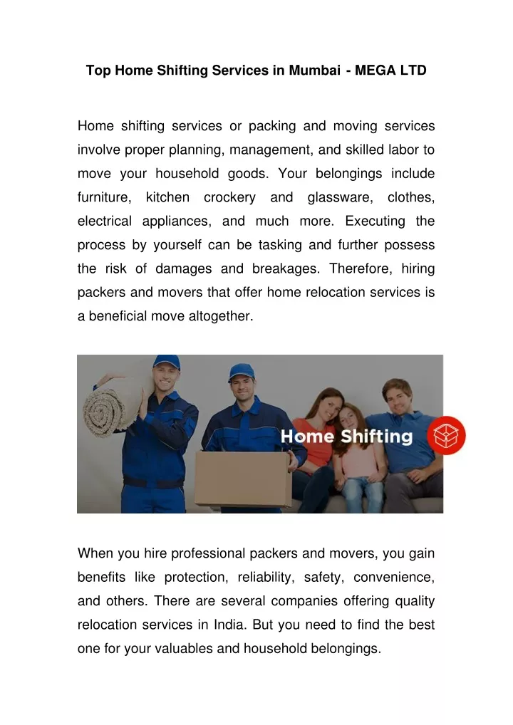 top home shifting services in mumbai mega ltd