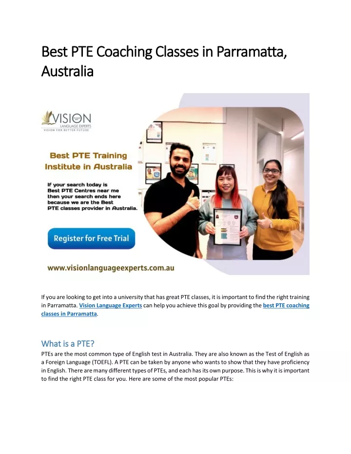 best pte coaching classes in parramatta best