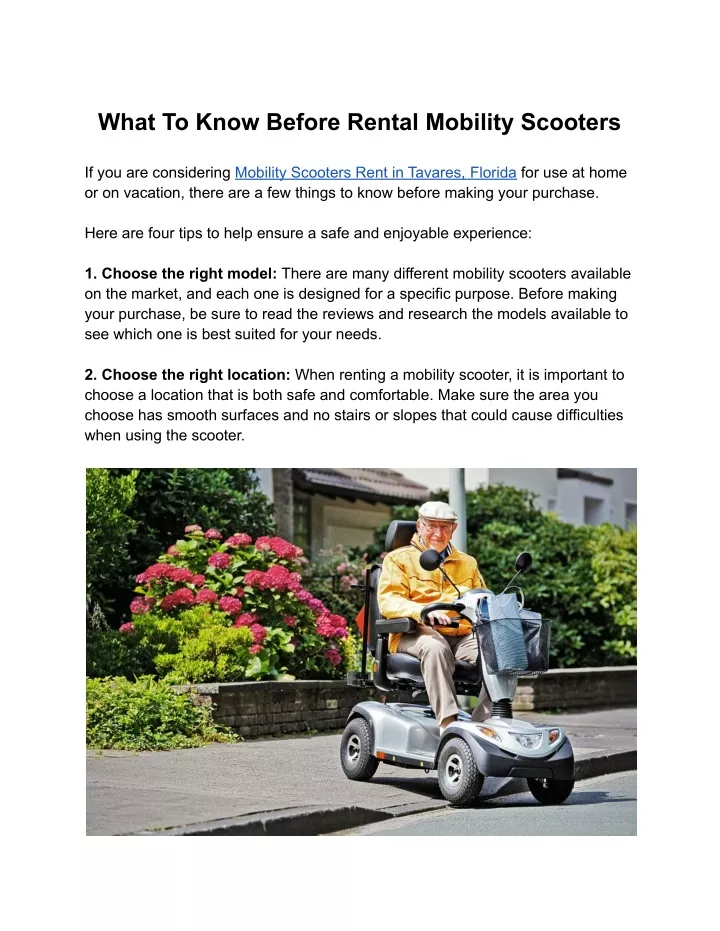 what to know before rental mobility scooters