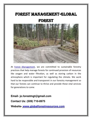 forest forest m management anagement global