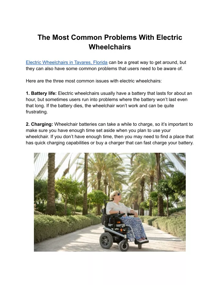 the most common problems with electric wheelchairs