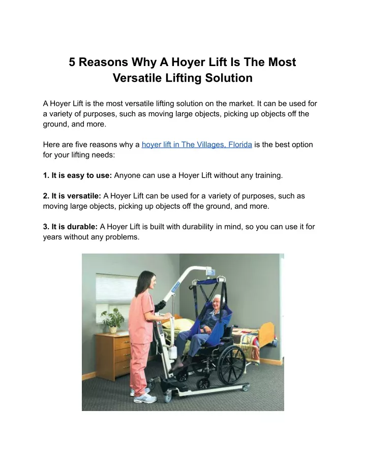 5 reasons why a hoyer lift is the most versatile