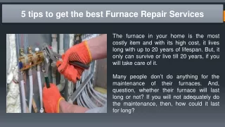 5 tips to get the best Furnace Repair Services