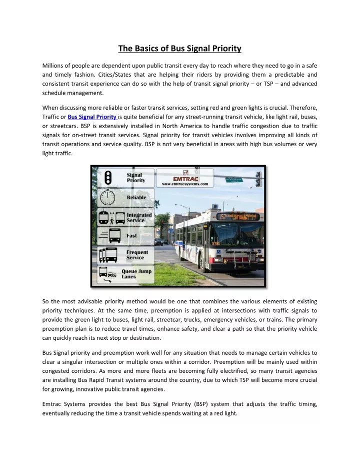 the basics of bus signal priority