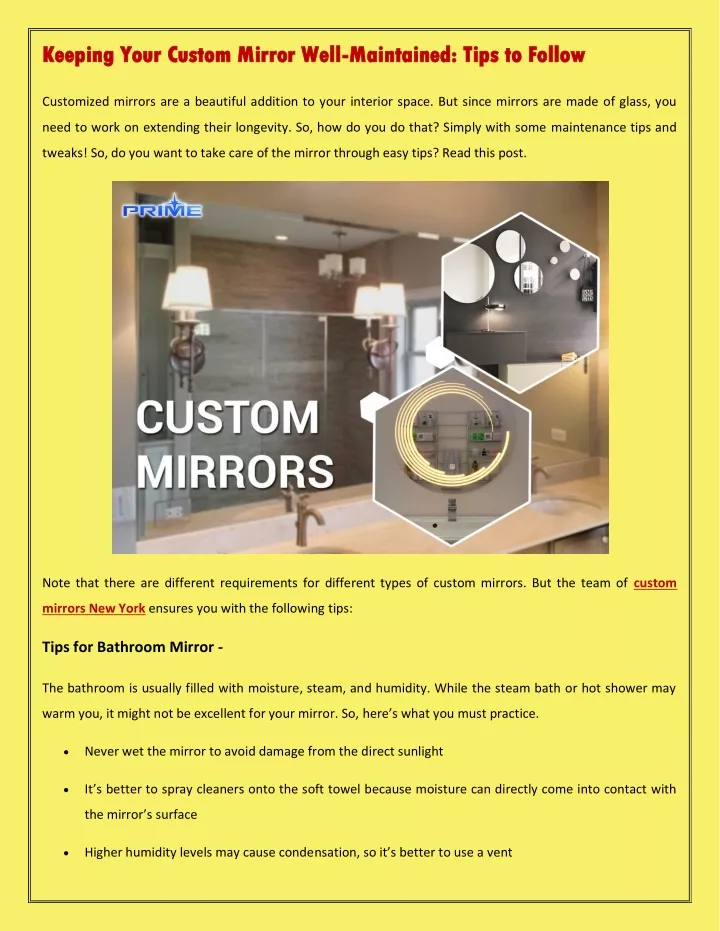 keeping your custom mirror well keeping your