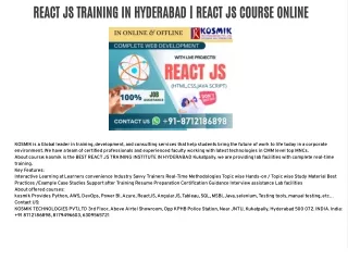 react js training in hyderabad react js course