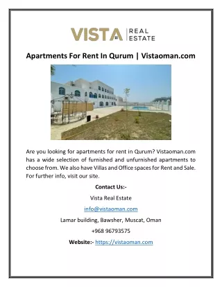 Apartments For Rent In Qurum | Vistaoman.com