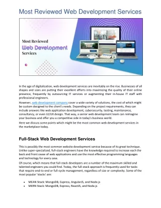most reviewed web development services