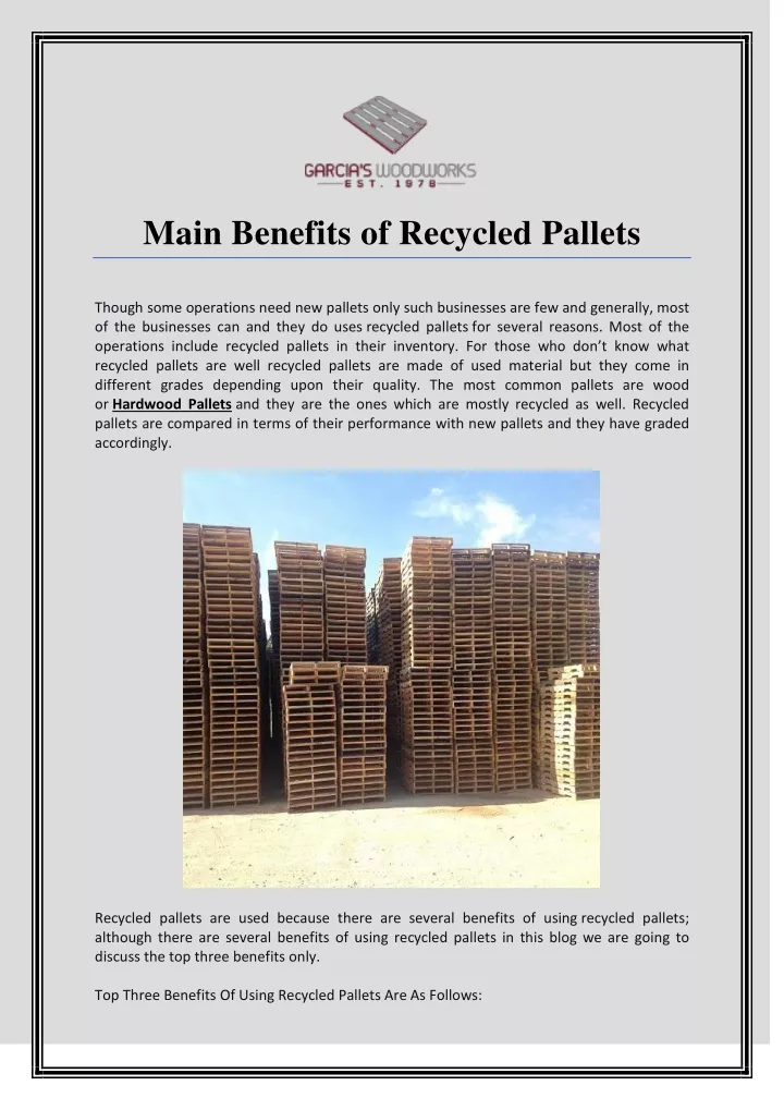 main benefits of recycled pallets