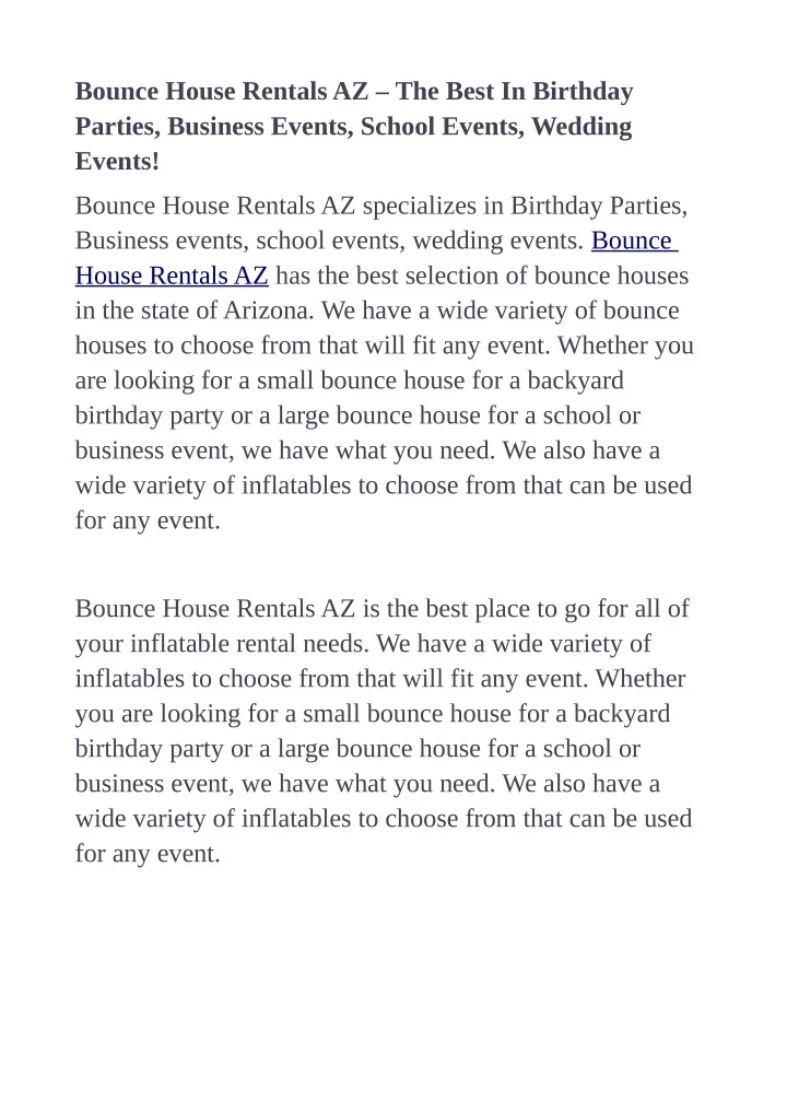 bounce house rentals az the best in birthday