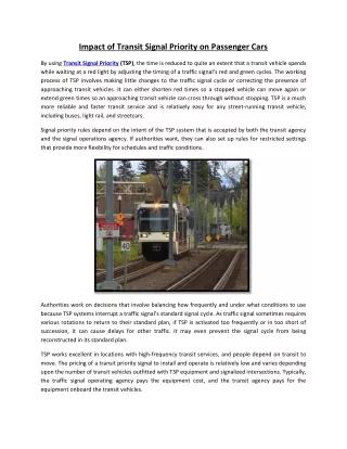 impact of transit signal priority on passenger