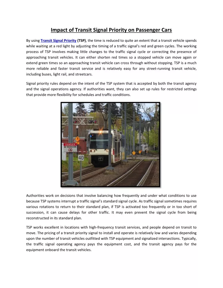 impact of transit signal priority on passenger