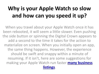 why is your apple watch so slow and how can you speed it up