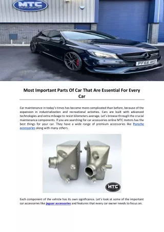 most important parts of car that are essential
