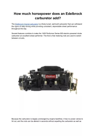 how much horsepower does an edelbrock carburetor