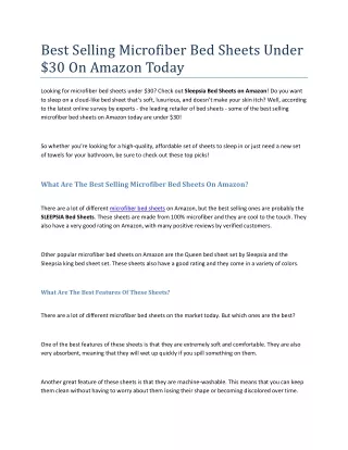 PPT - Best Selling Microfiber Bed Sheets Under 30 On Amazon Today ...