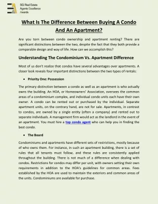 What Is The Difference Between Buying A Condo And An Apartment