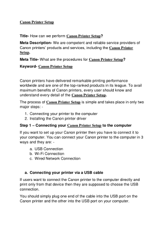 canon printer setup