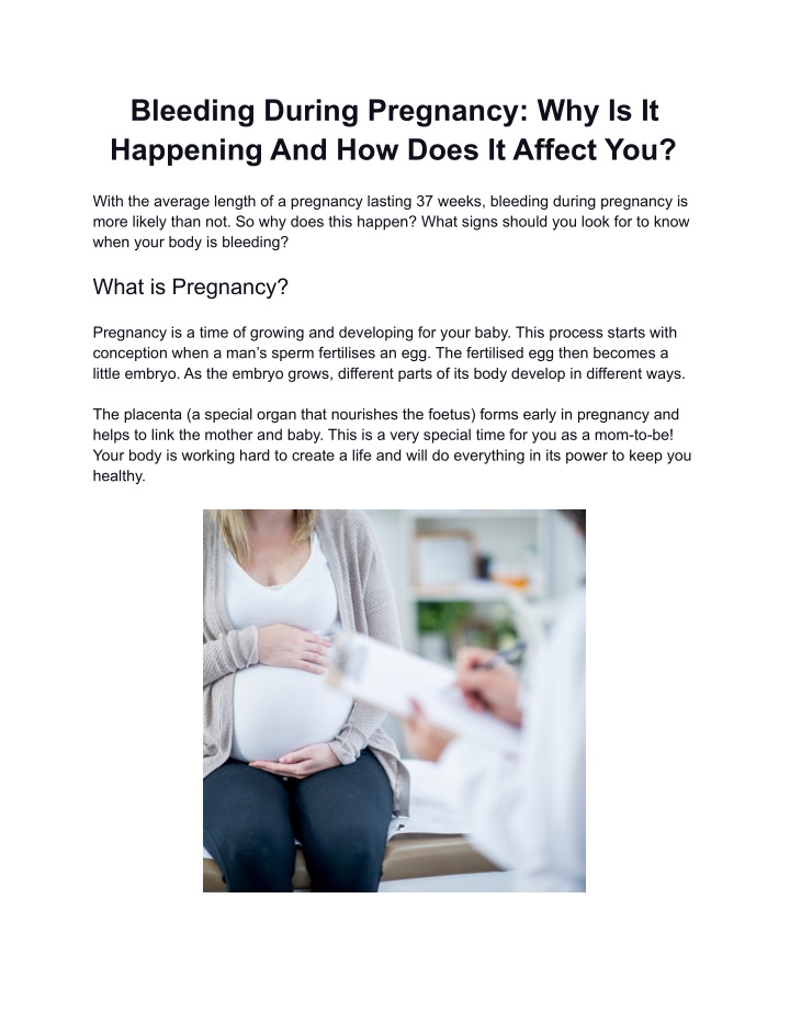 bleeding during pregnancy why is it happening