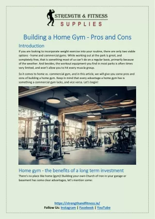 Building a Home Gym - Pros and Cons