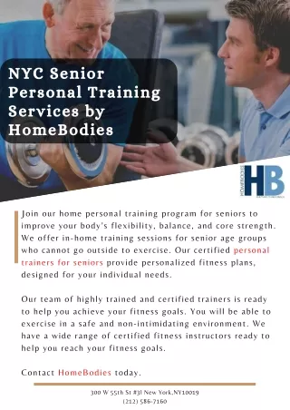 NYC Senior Personal Training Services by HomeBodies