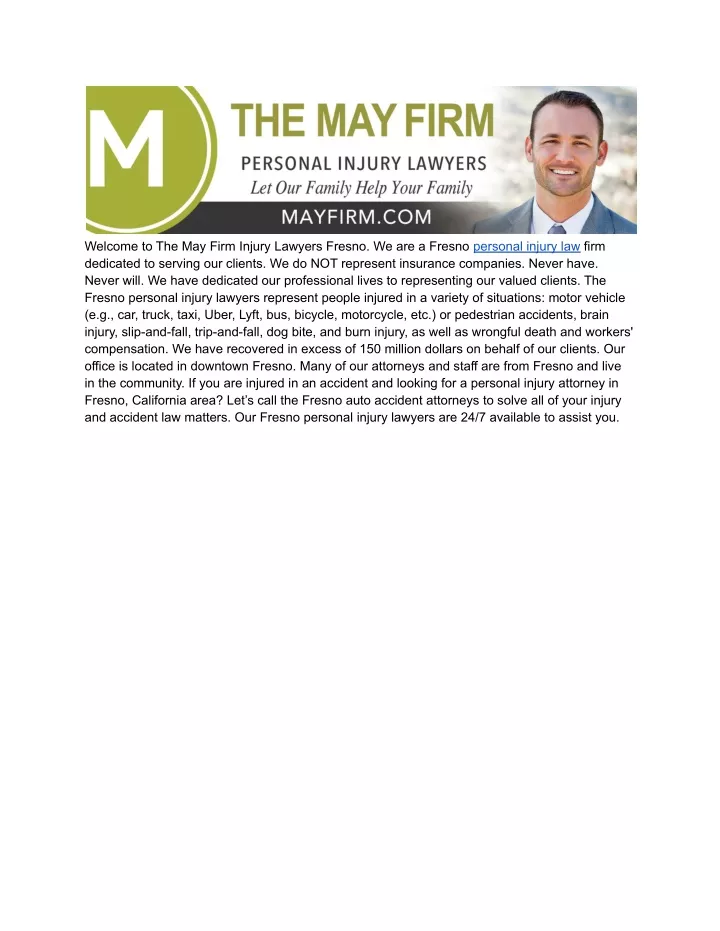 welcome to the may firm injury lawyers fresno