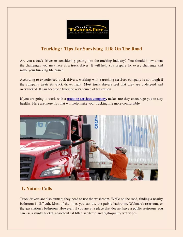 trucking tips for surviving life on the road