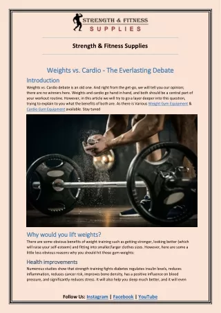 Weights vs. Cardio - The Everlasting Debate