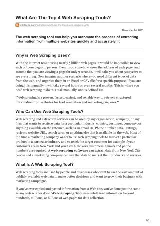what are the top 4 web scraping tools