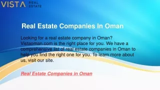 Real Estate Companies In Oman  Vistaoman.com