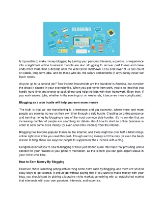 How to Earn Extra Money on the Internet with Blogging