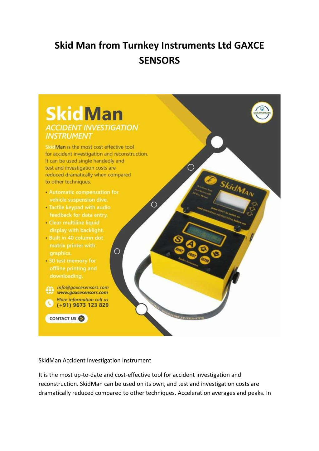 PPT - Skid Man from Turnkey Instruments Ltd GAXCE SENSORS PowerPoint ...