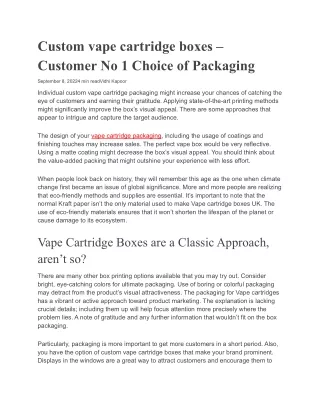 Custom vape cartridge boxes – Customer No 1 Choice of Packaging