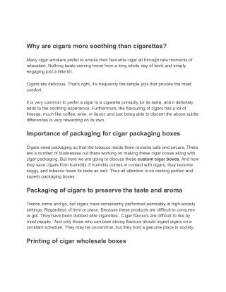 Why are cigars more soothing than cigarettes_