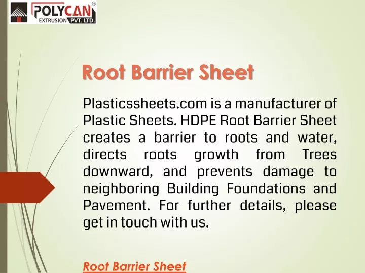 root barrier sheet