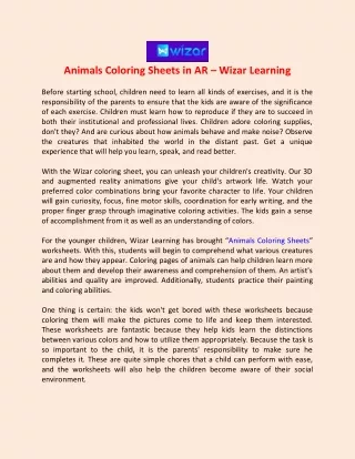 animals coloring sheets in ar wizar learning