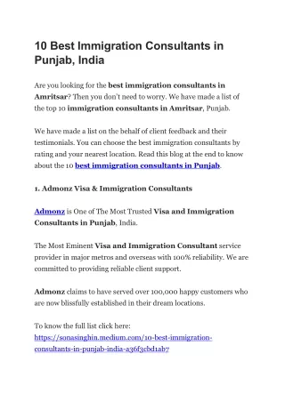 10 Best Immigration Consultants in Punjab